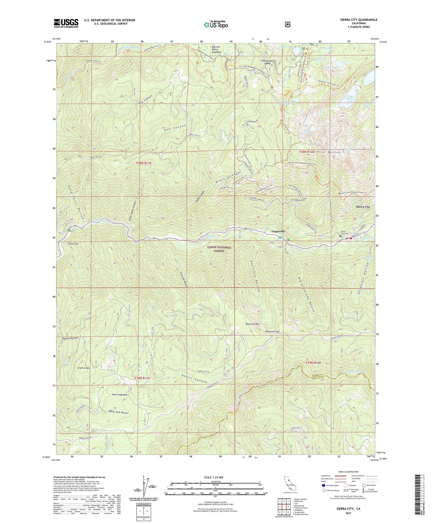 Sierra City California US Topo Map Image