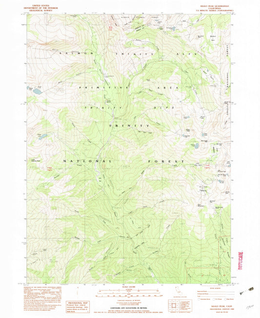 USGS Classic Siligo Peak California 7.5'x7.5' Topo Map Image