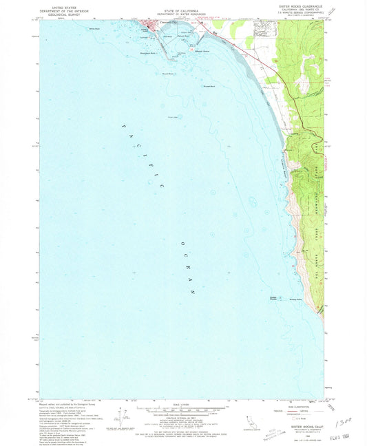 Classic USGS Sister Rocks California 7.5'x7.5' Topo Map Image