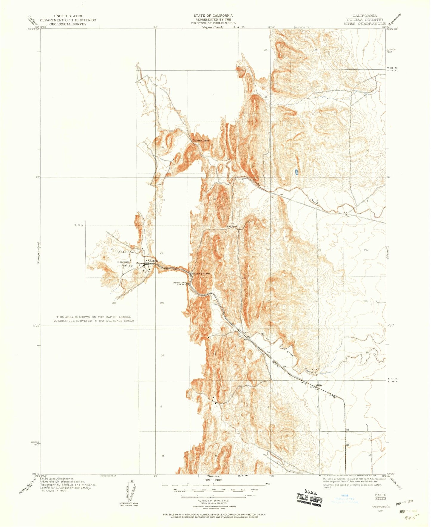 Classic USGS Sites California 7.5'x7.5' Topo Map Image