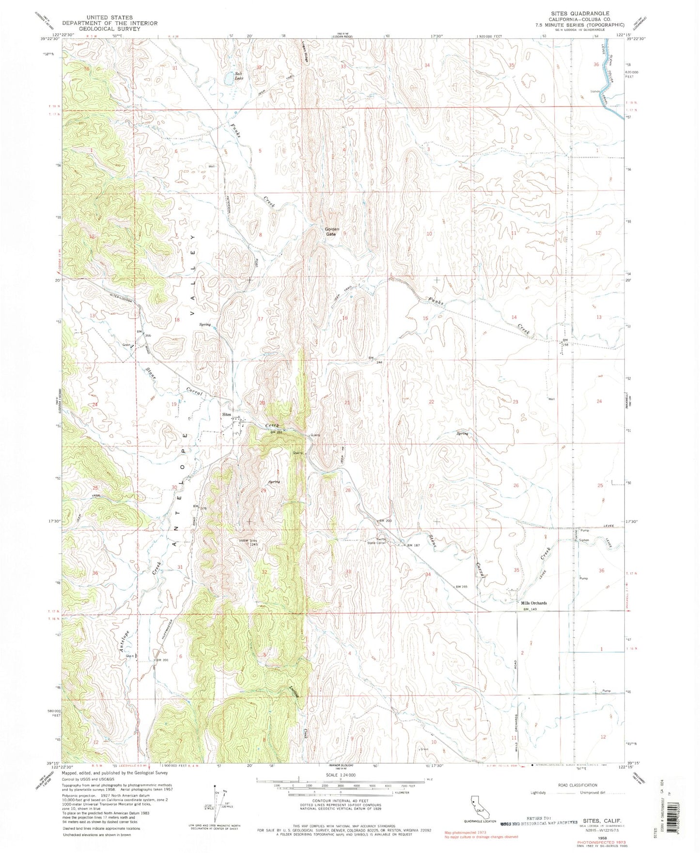 Classic USGS Sites California 7.5'x7.5' Topo Map Image