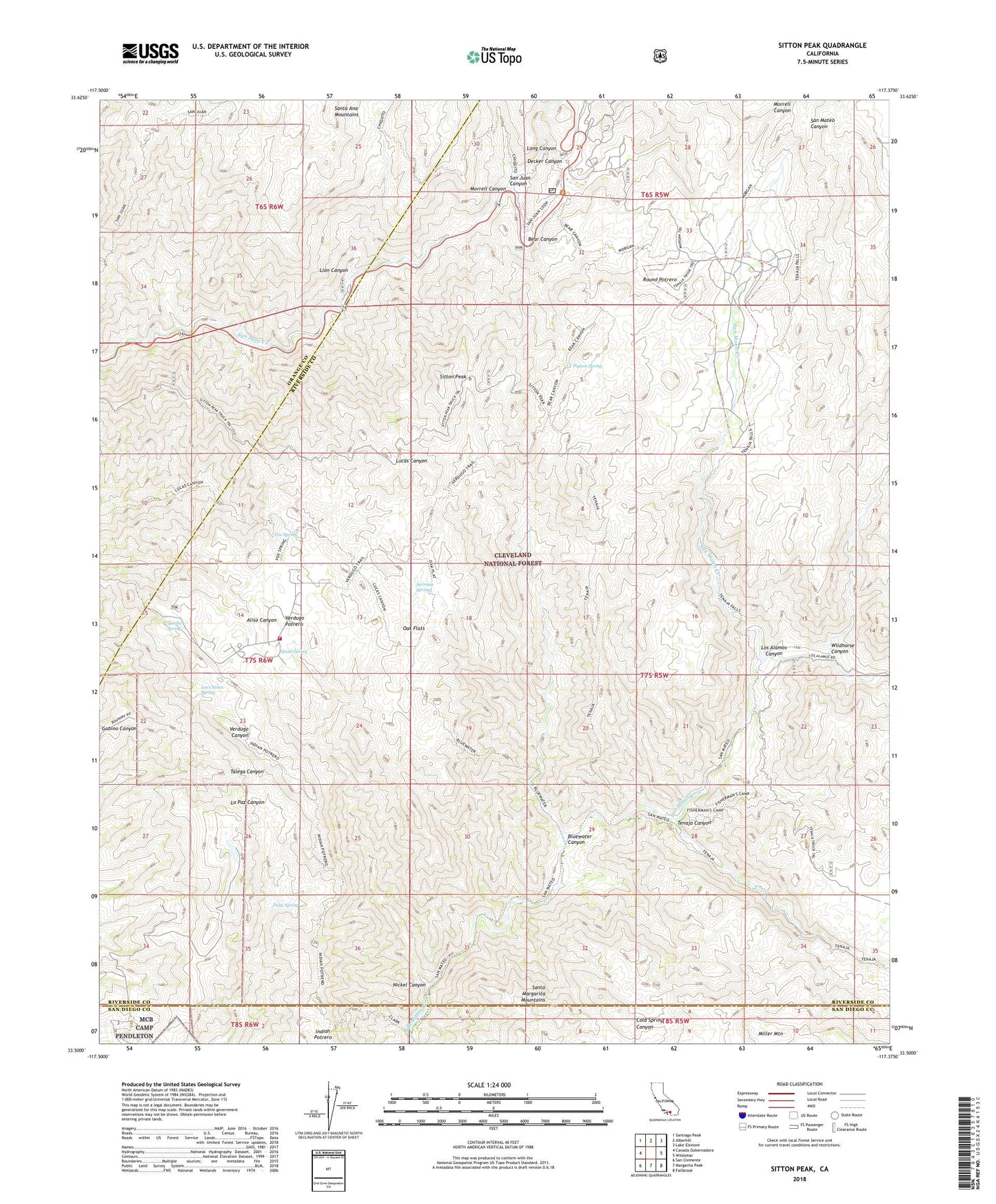 Sitton Peak California US Topo Map Image
