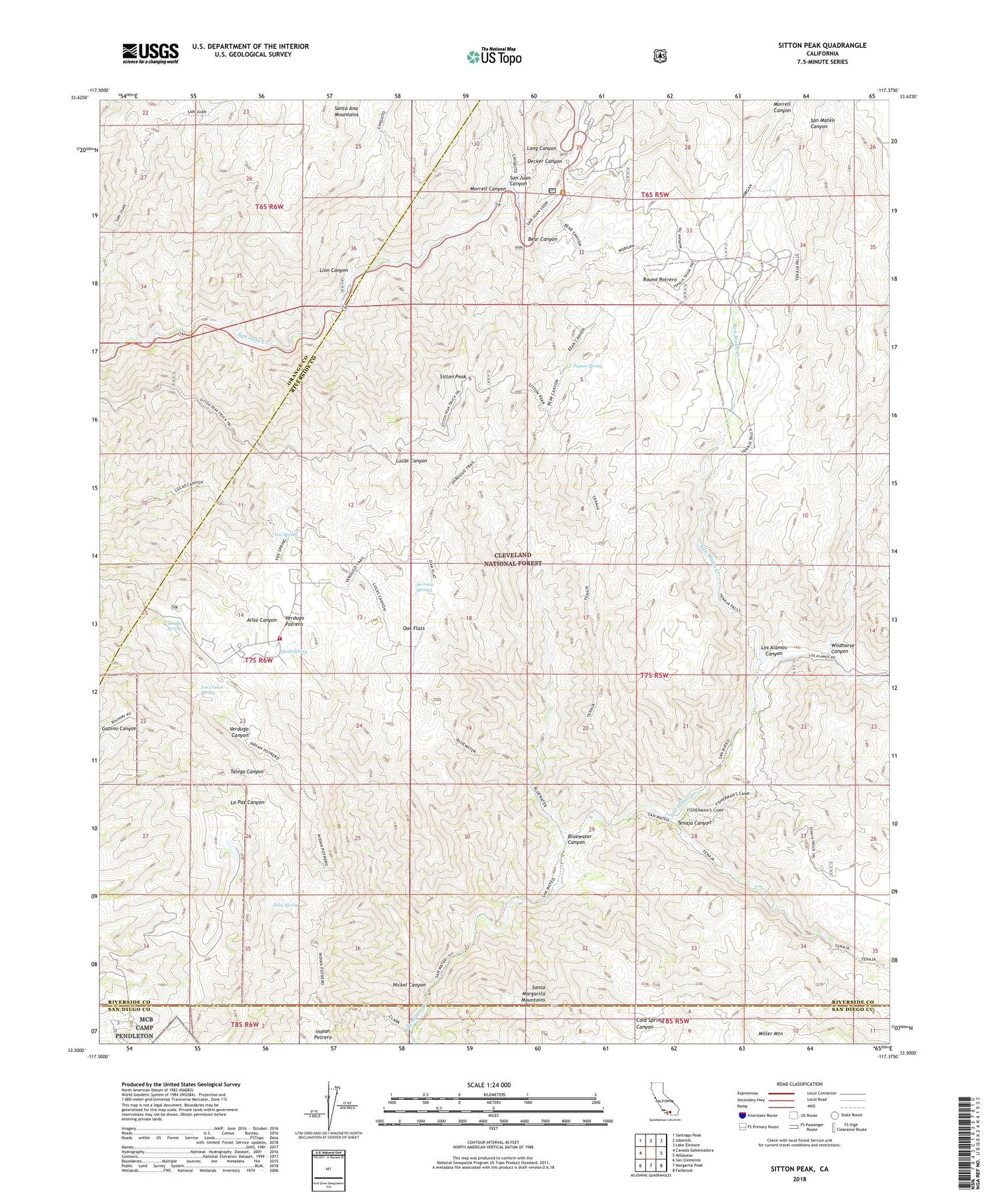 Sitton Peak California US Topo Map Image