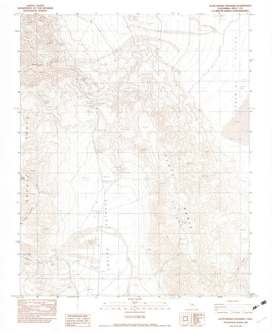 Classic USGS Slate Range Crossing California 7.5'x7.5' Topo Map Image