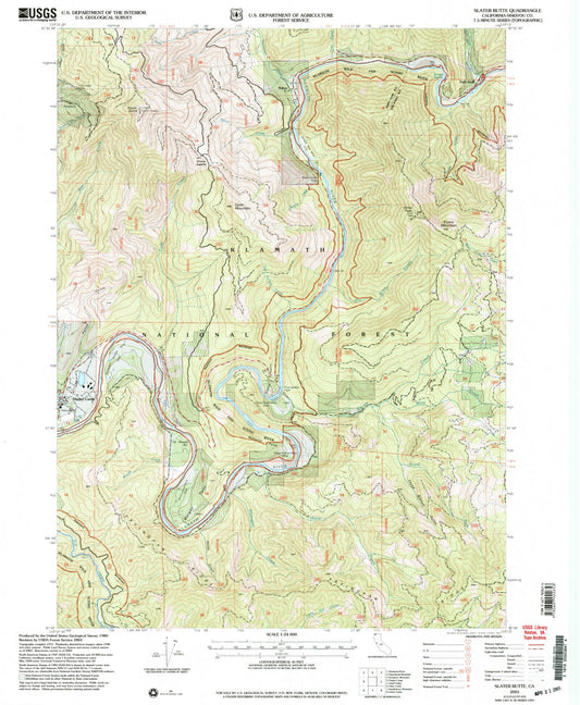 Classic USGS Slater Butte California 7.5'x7.5' Topo Map Image