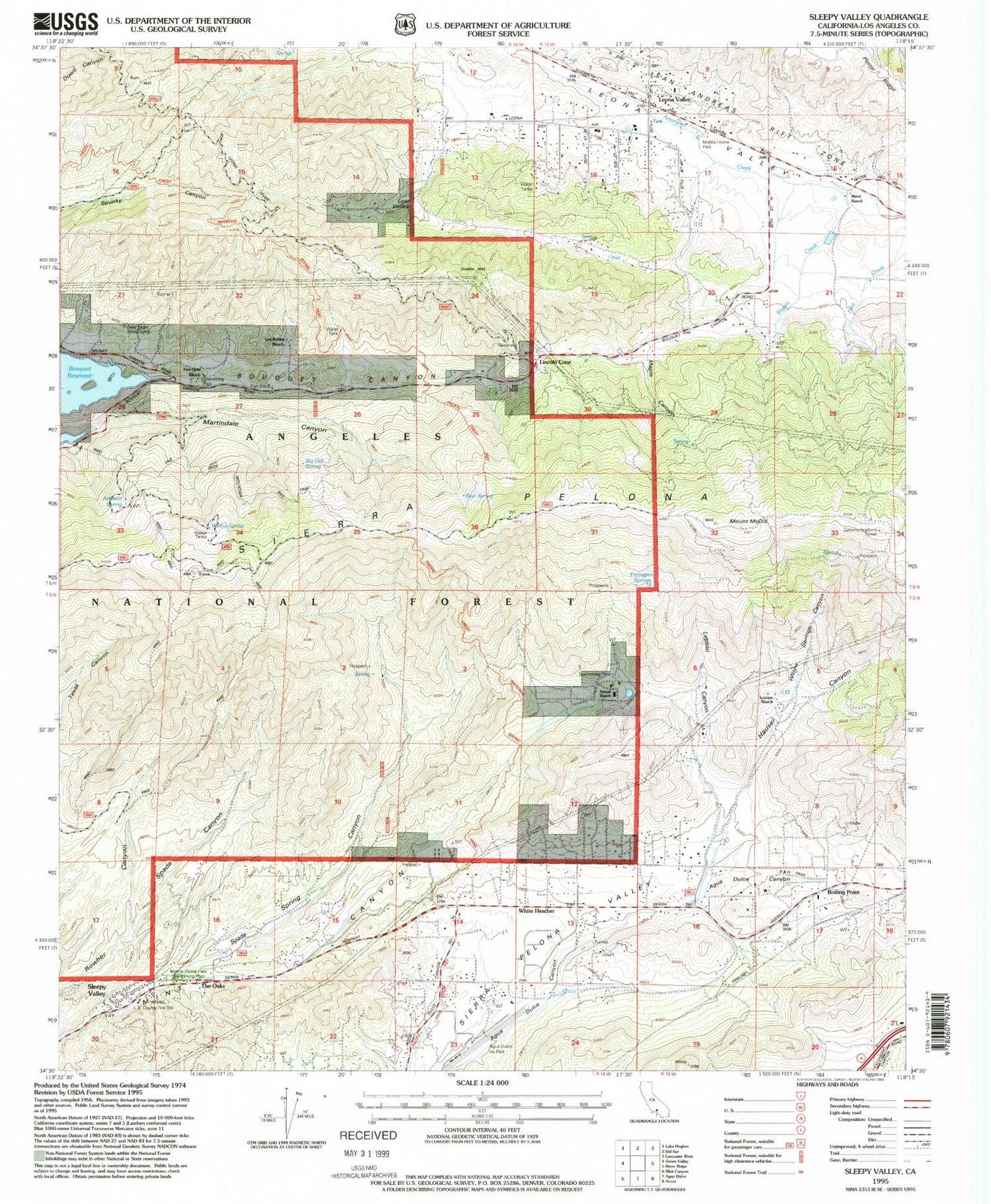 Classic USGS Sleepy Valley California 7.5'x7.5' Topo Map Image