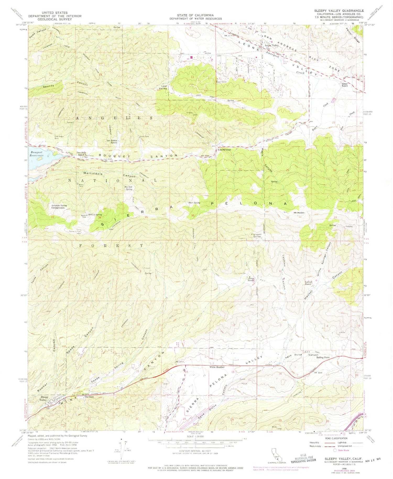 Classic USGS Sleepy Valley California 7.5'x7.5' Topo Map Image