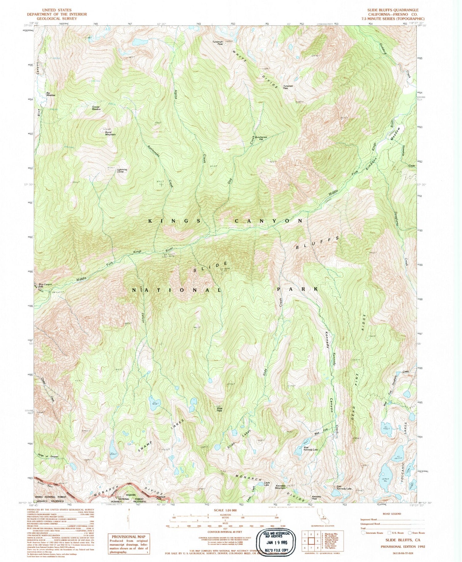 Classic USGS Slide Bluffs California 7.5'x7.5' Topo Map Image