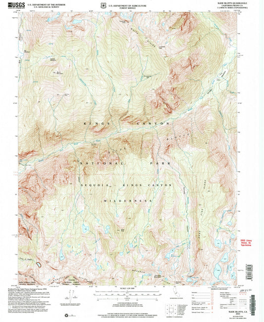 Classic USGS Slide Bluffs California 7.5'x7.5' Topo Map Image