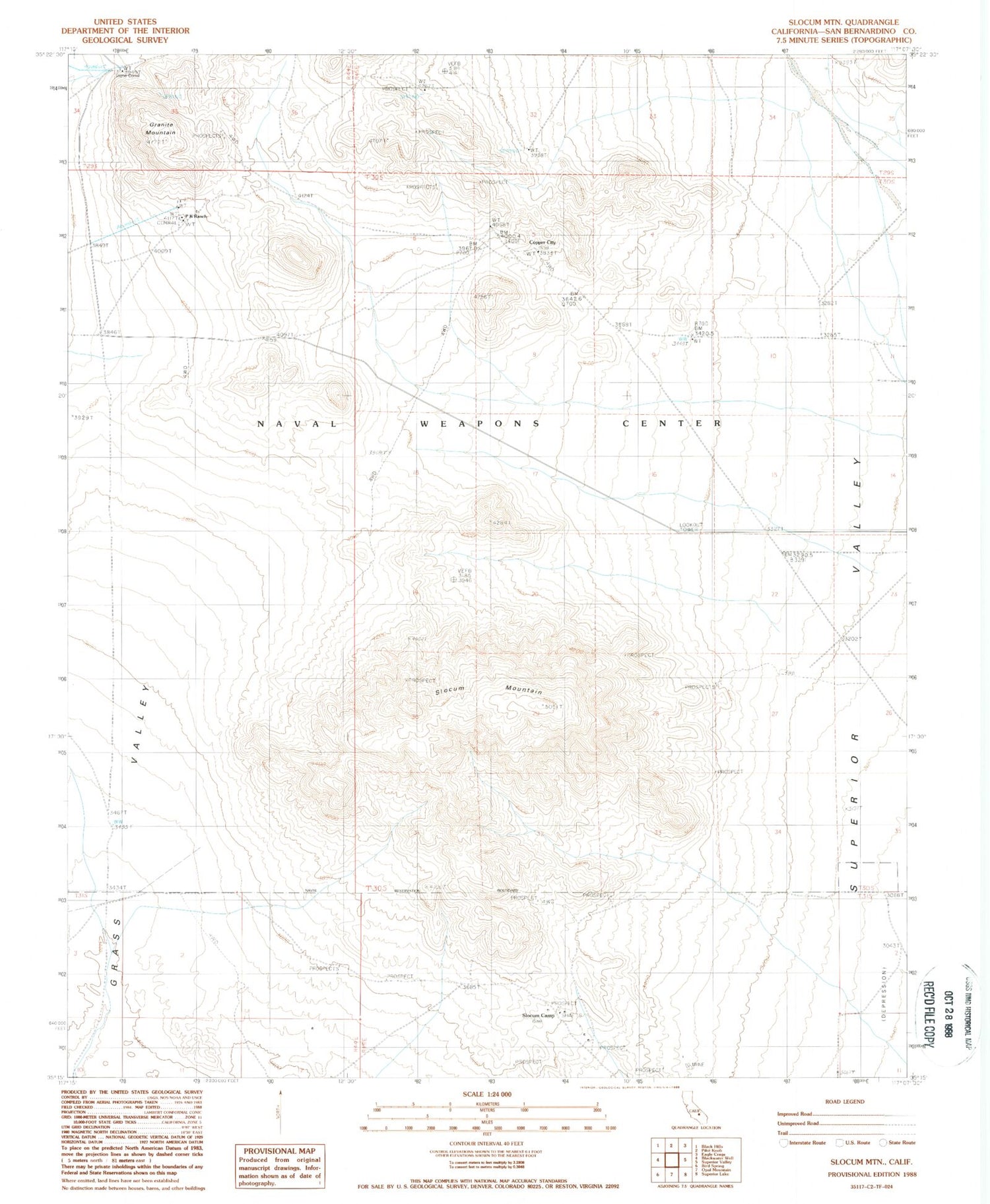 Classic USGS Slocum Mountain California 7.5'x7.5' Topo Map Image