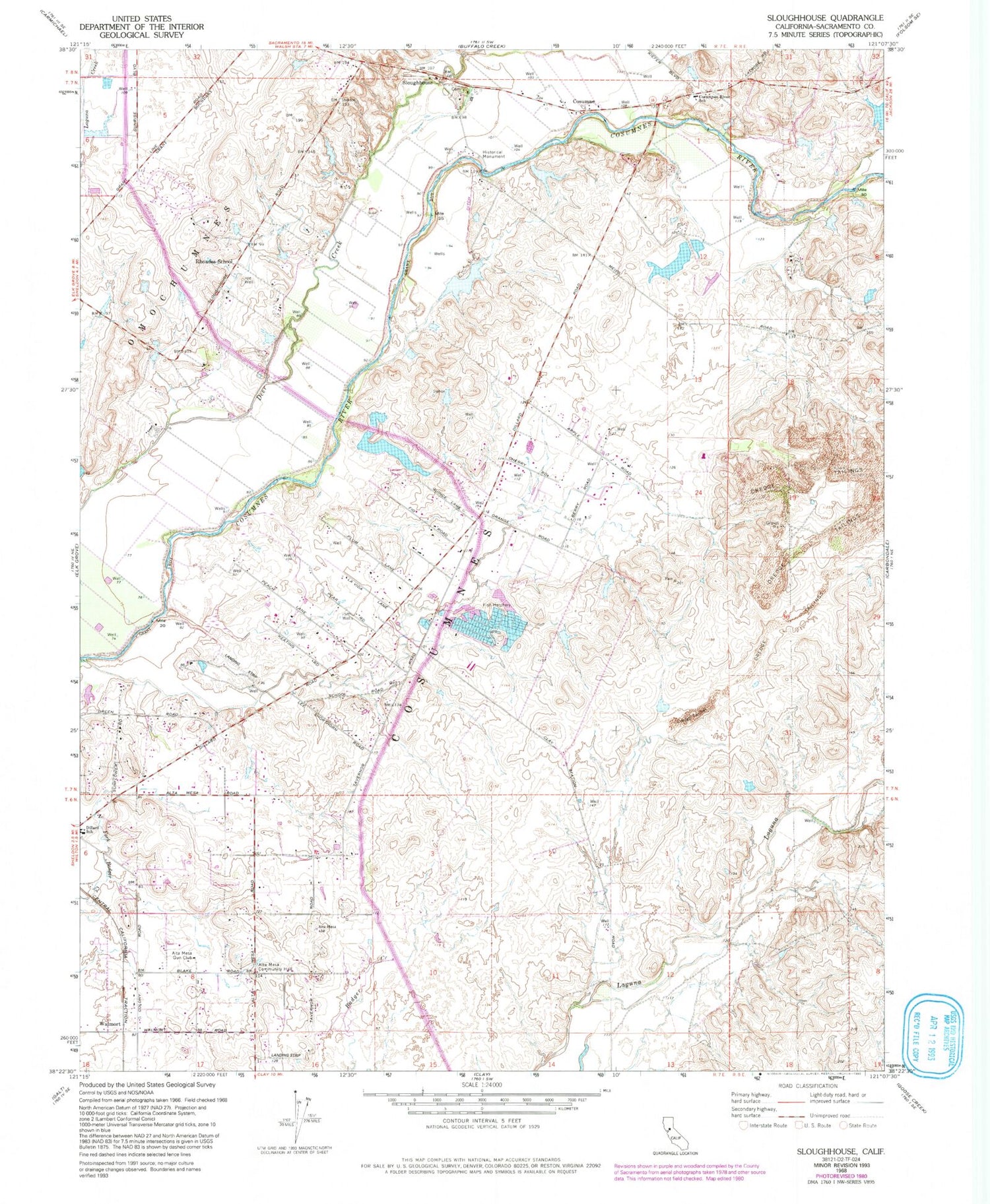 Classic USGS Sloughhouse California 7.5'x7.5' Topo Map Image