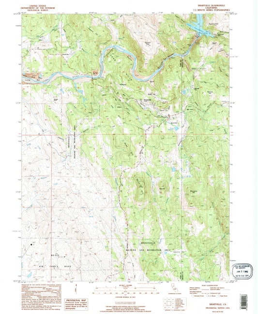 Classic USGS Smartsville California 7.5'x7.5' Topo Map Image