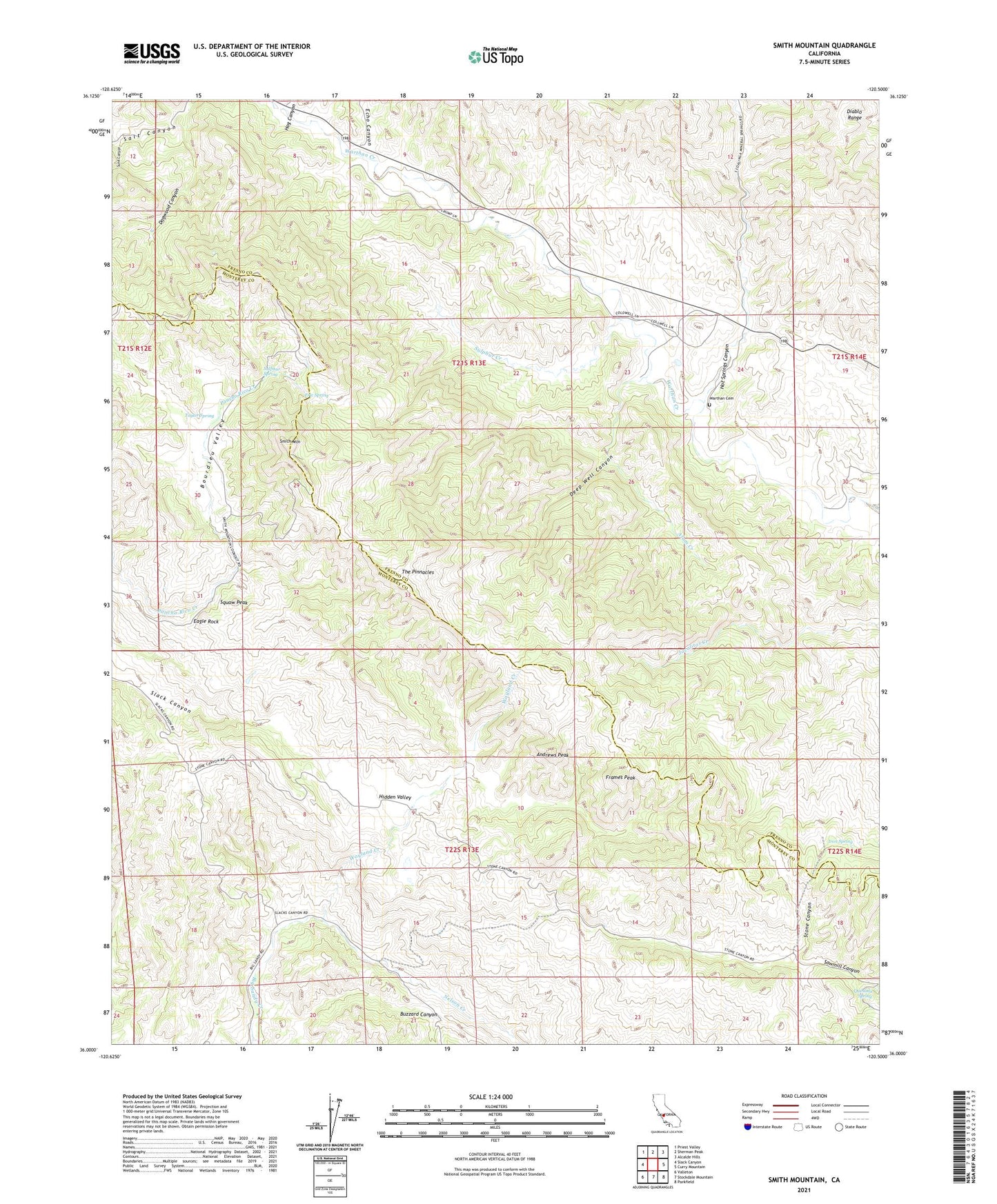 Smith Mountain California US Topo Map Image