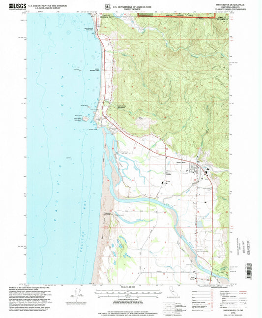 Classic USGS Smith River California 7.5'x7.5' Topo Map Image
