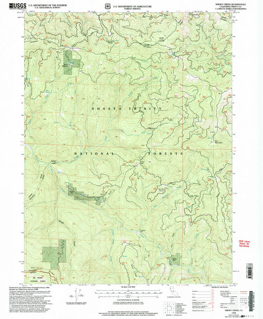 Classic USGS Smoky Creek California 7.5'x7.5' Topo Map Image