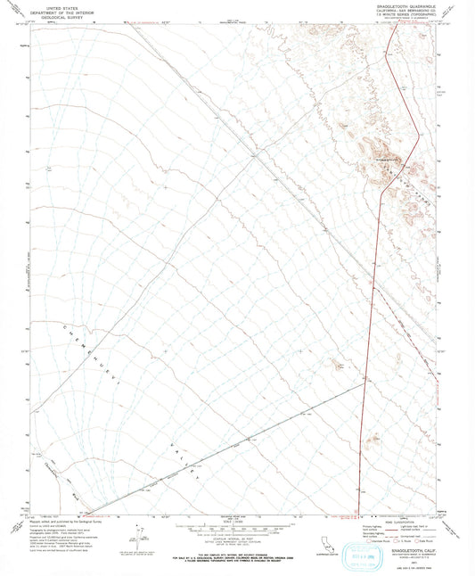 Classic USGS Snaggletooth California 7.5'x7.5' Topo Map Image