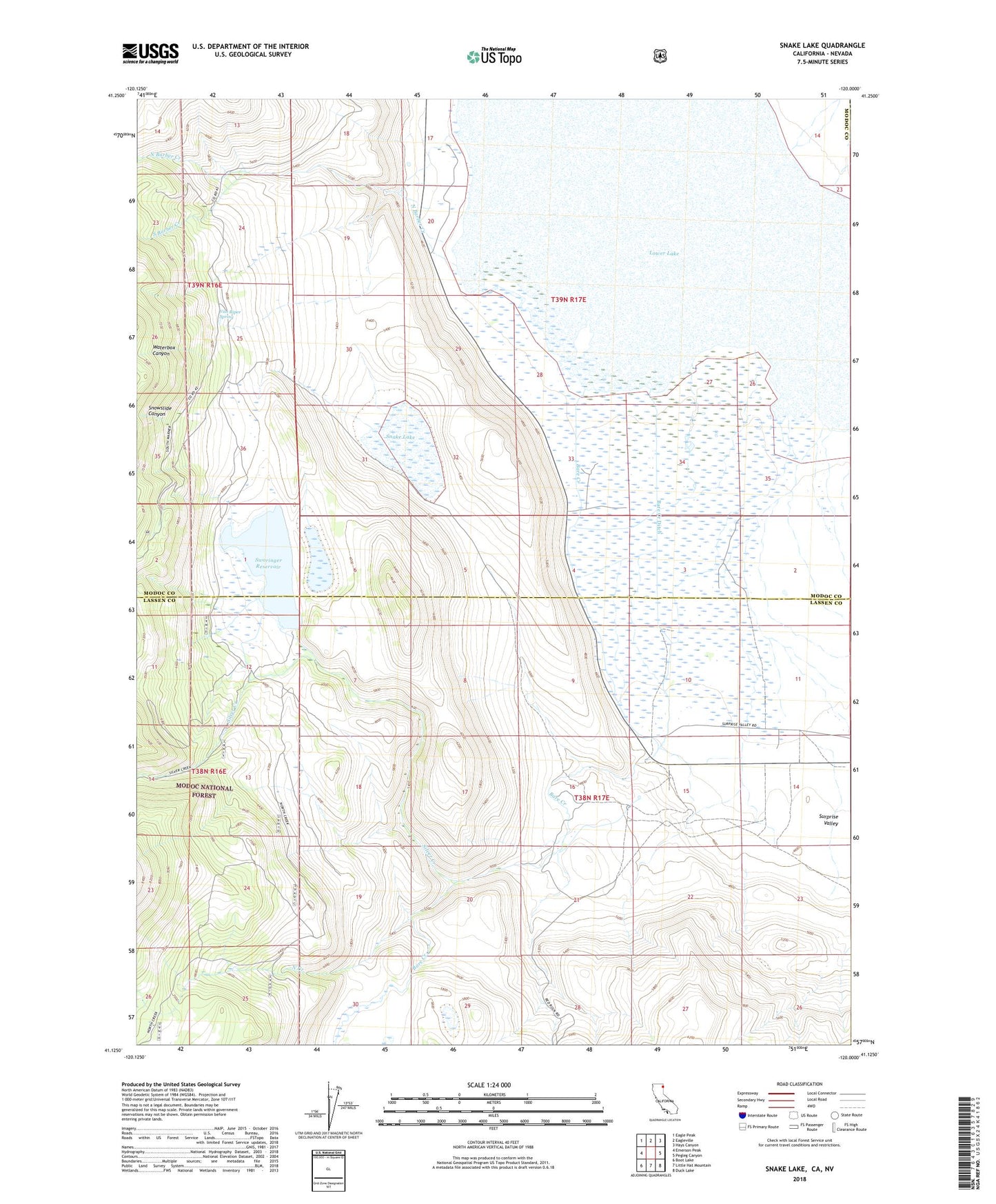Snake Lake California US Topo Map Image