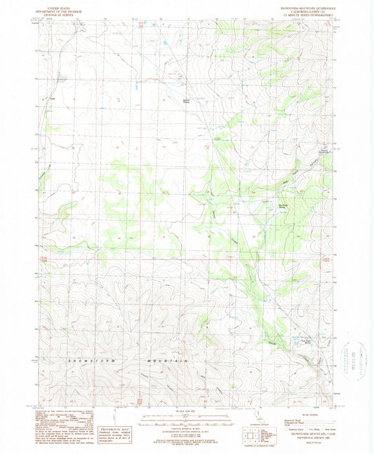Classic USGS Snowstorm Mountain California 7.5'x7.5' Topo Map Image