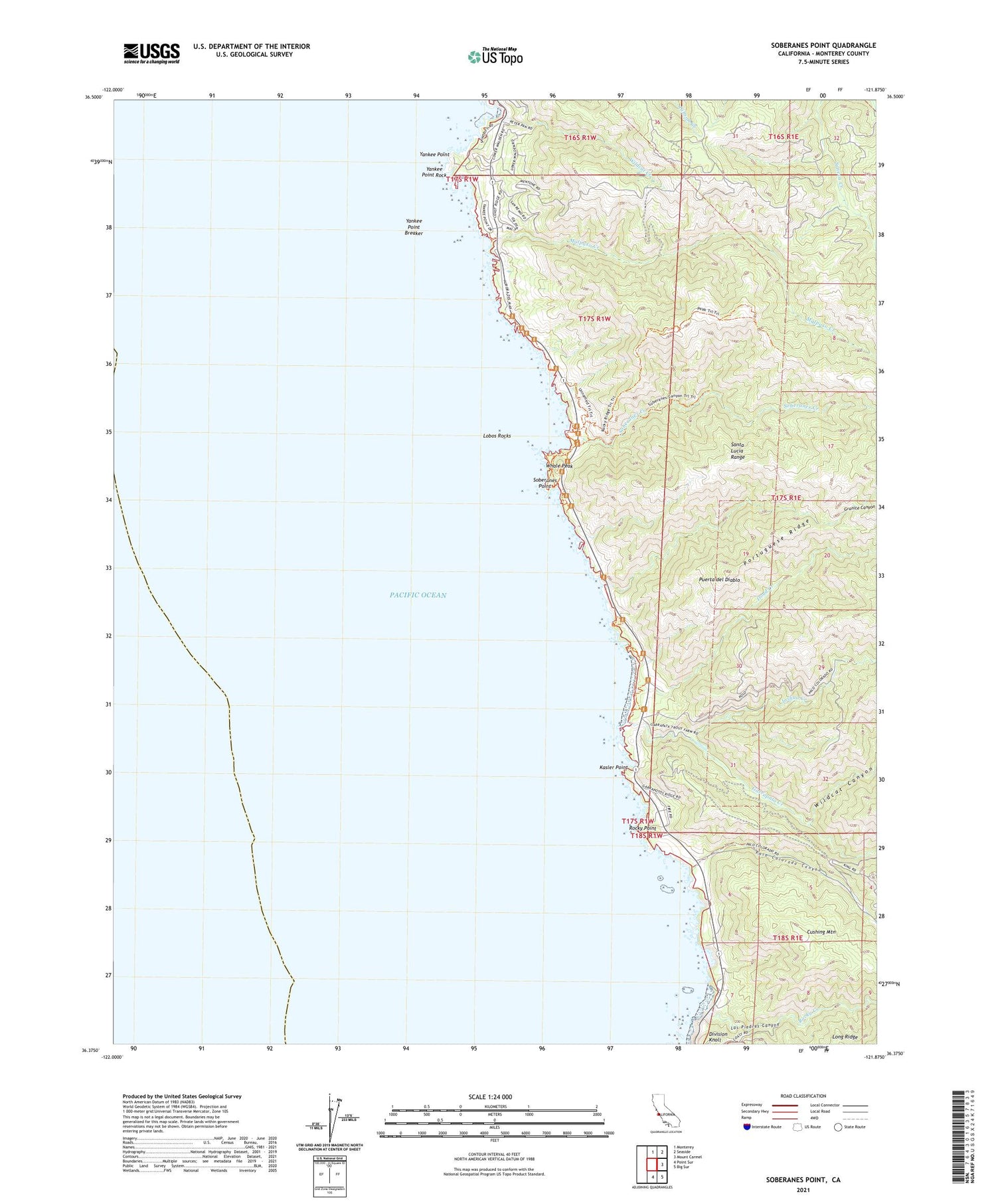 Soberanes Point California US Topo Map Image