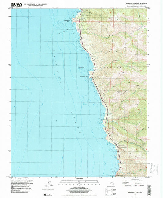 Classic USGS Soberanes Point California 7.5'x7.5' Topo Map Image