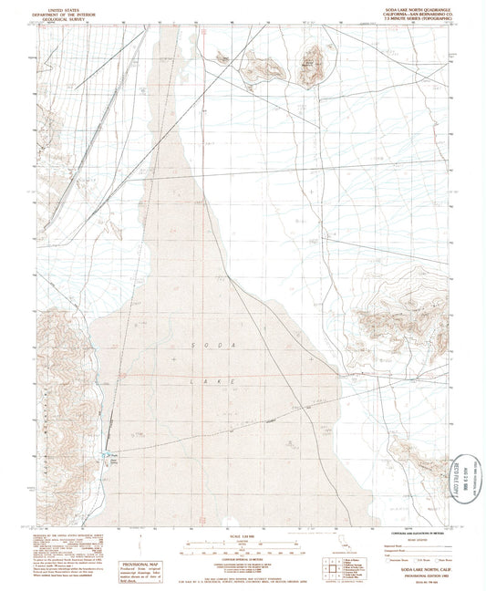Classic USGS Soda Lake North California 7.5'x7.5' Topo Map Image