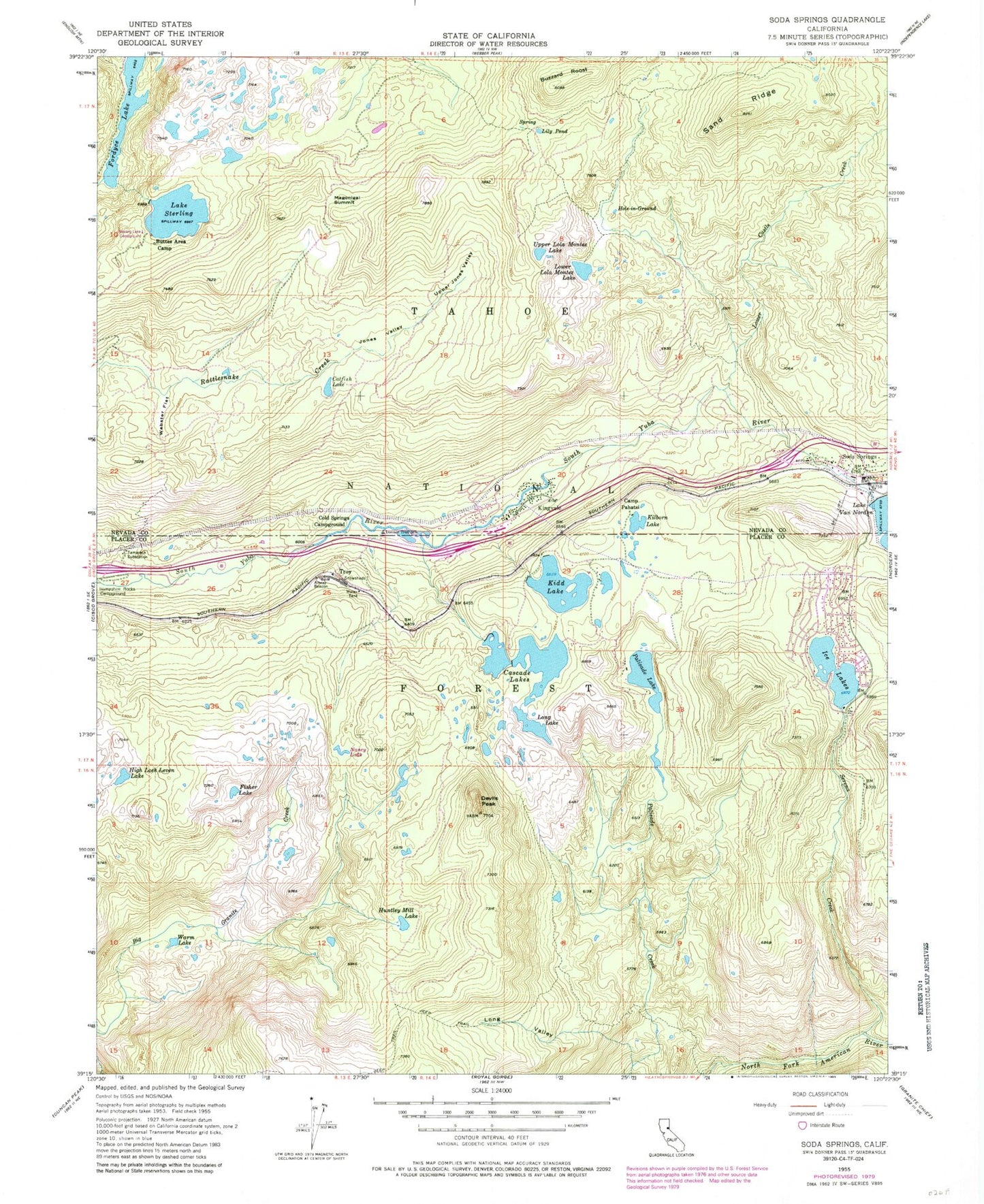 USGS Classic Soda Springs California 7.5'x7.5' Topo Map Image