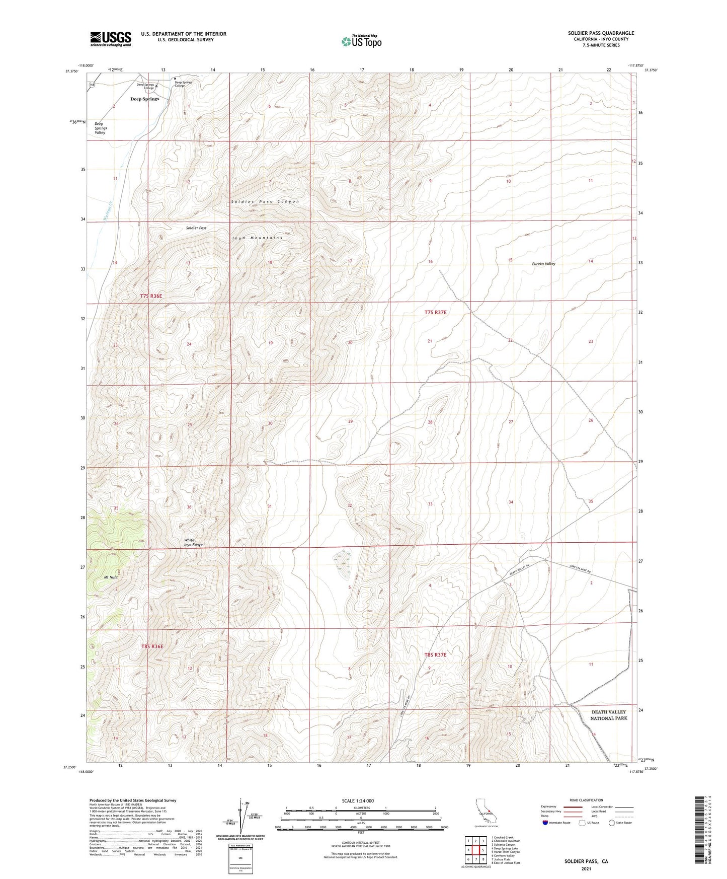Soldier Pass California US Topo Map Image