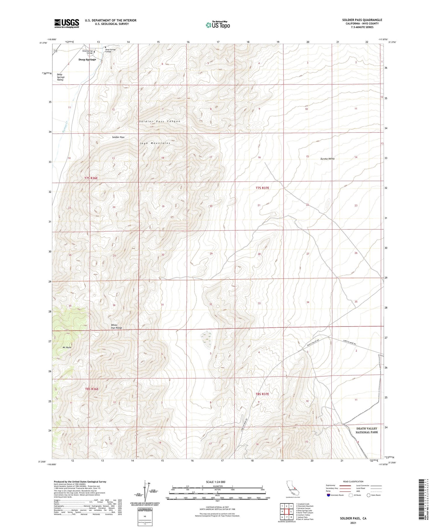 Soldier Pass California US Topo Map Image