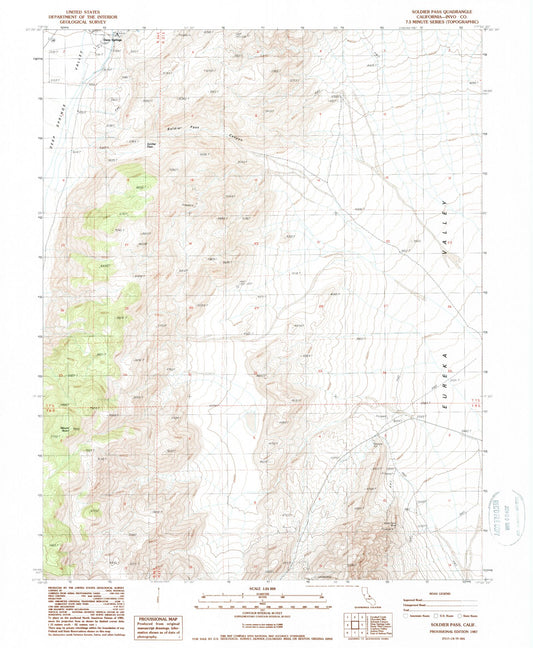 Classic USGS Soldier Pass California 7.5'x7.5' Topo Map Image