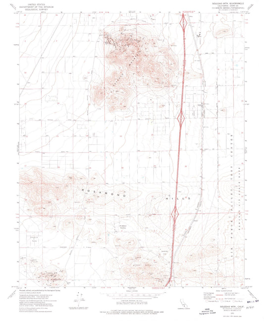 Classic USGS Soledad Mountain California 7.5'x7.5' Topo Map Image