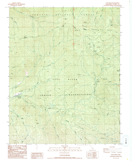 Classic USGS Solo Peak California 7.5'x7.5' Topo Map Image