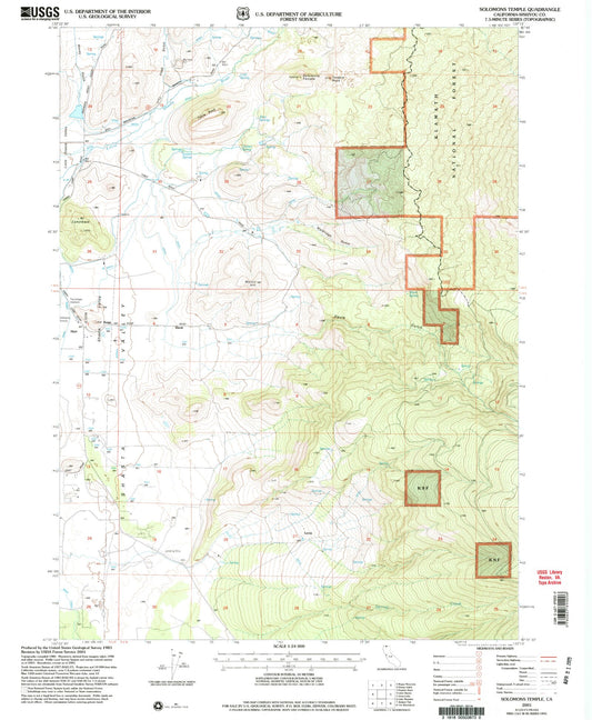Classic USGS Solomons Temple California 7.5'x7.5' Topo Map Image