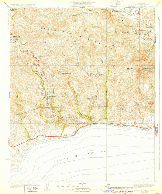 Classic USGS Solstice Canyon California 7.5'x7.5' Topo Map Image