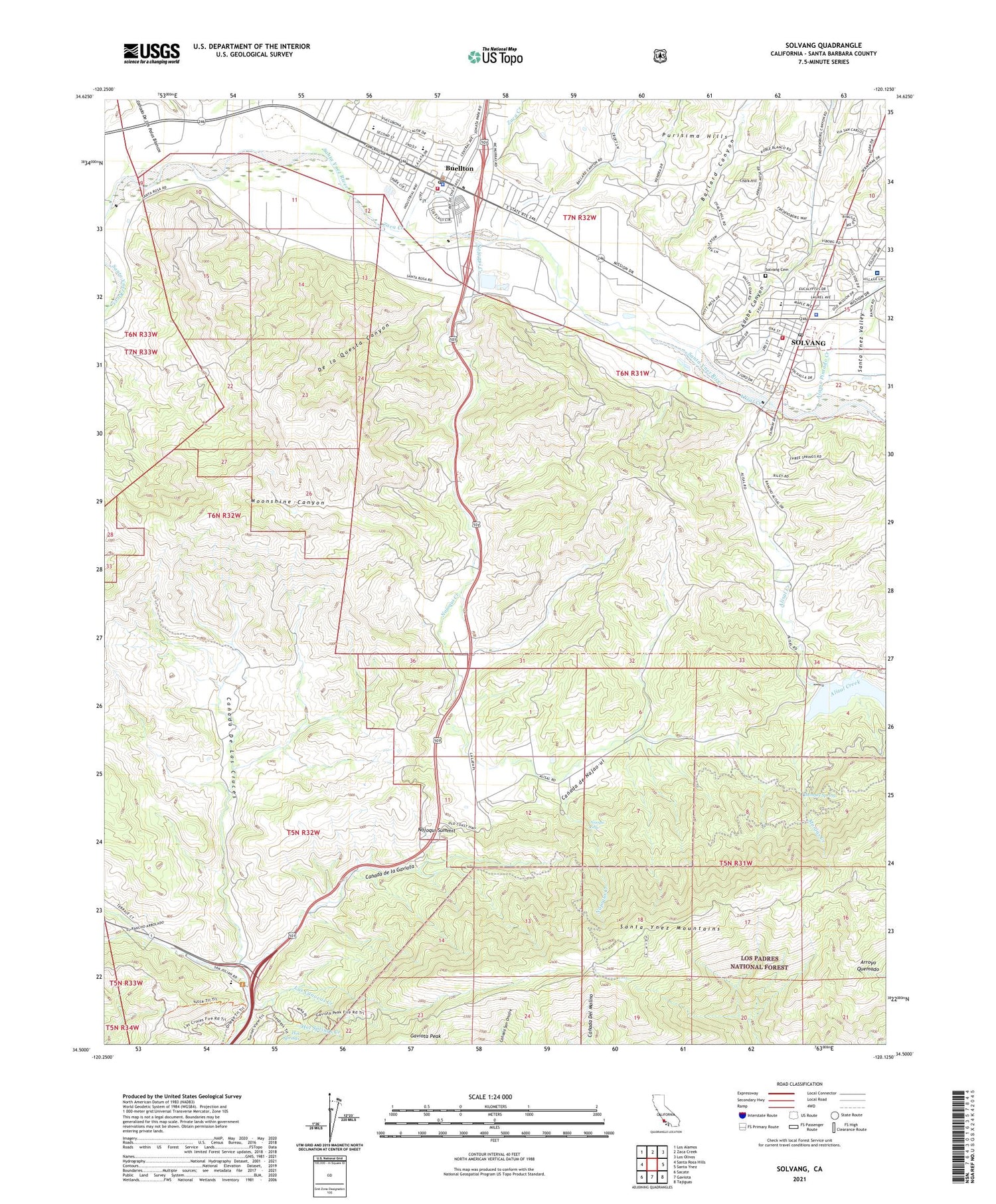 Solvang California US Topo Map Image