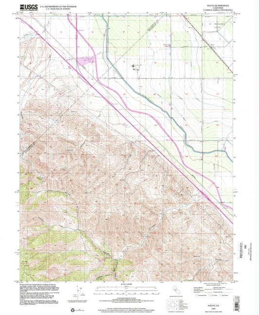 Classic USGS Solyo California 7.5'x7.5' Topo Map Image