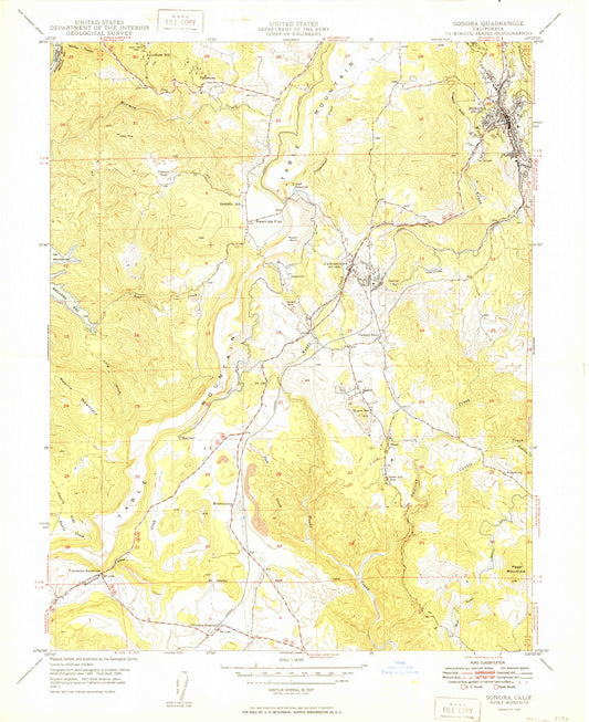 Classic USGS Sonora California 7.5'x7.5' Topo Map Image