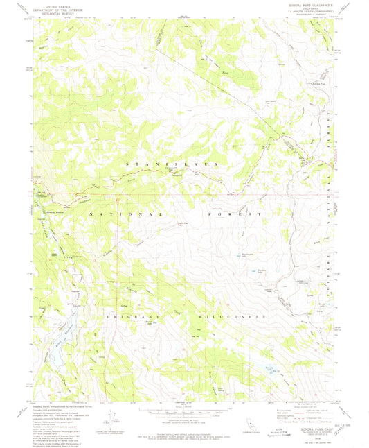USGS Classic Sonora Pass California 7.5'x7.5' Topo Map Image