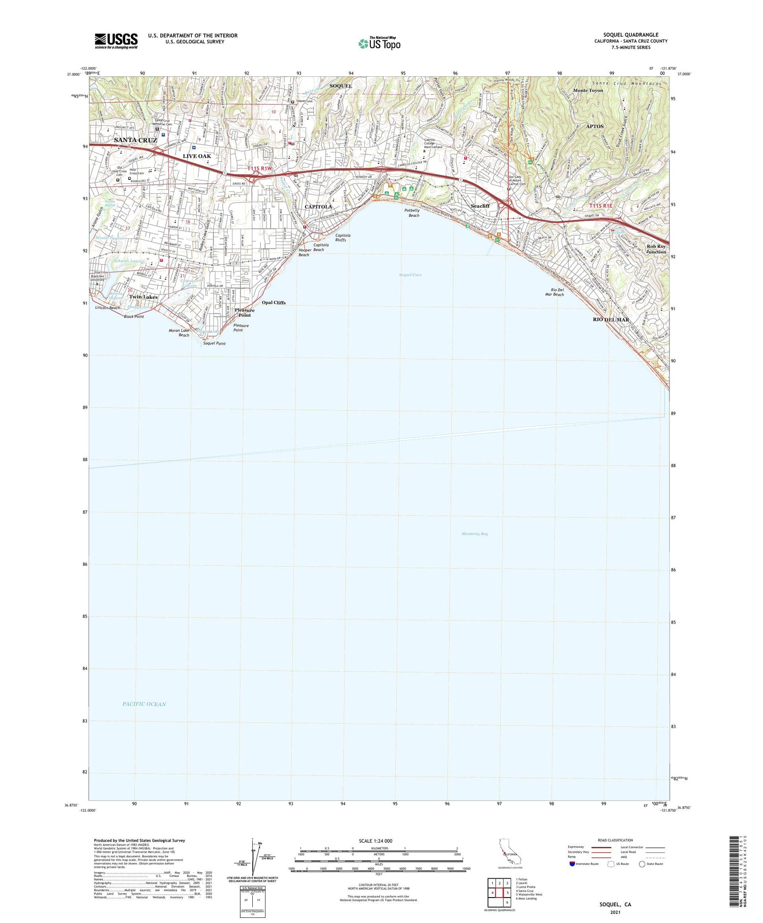 Soquel California US Topo Map Image