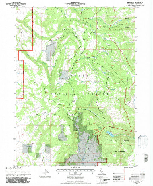 Classic USGS Soup Creek California 7.5'x7.5' Topo Map Image