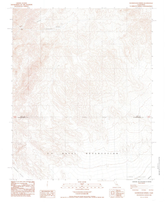 Classic USGS Sourdough Spring California 7.5'x7.5' Topo Map Image