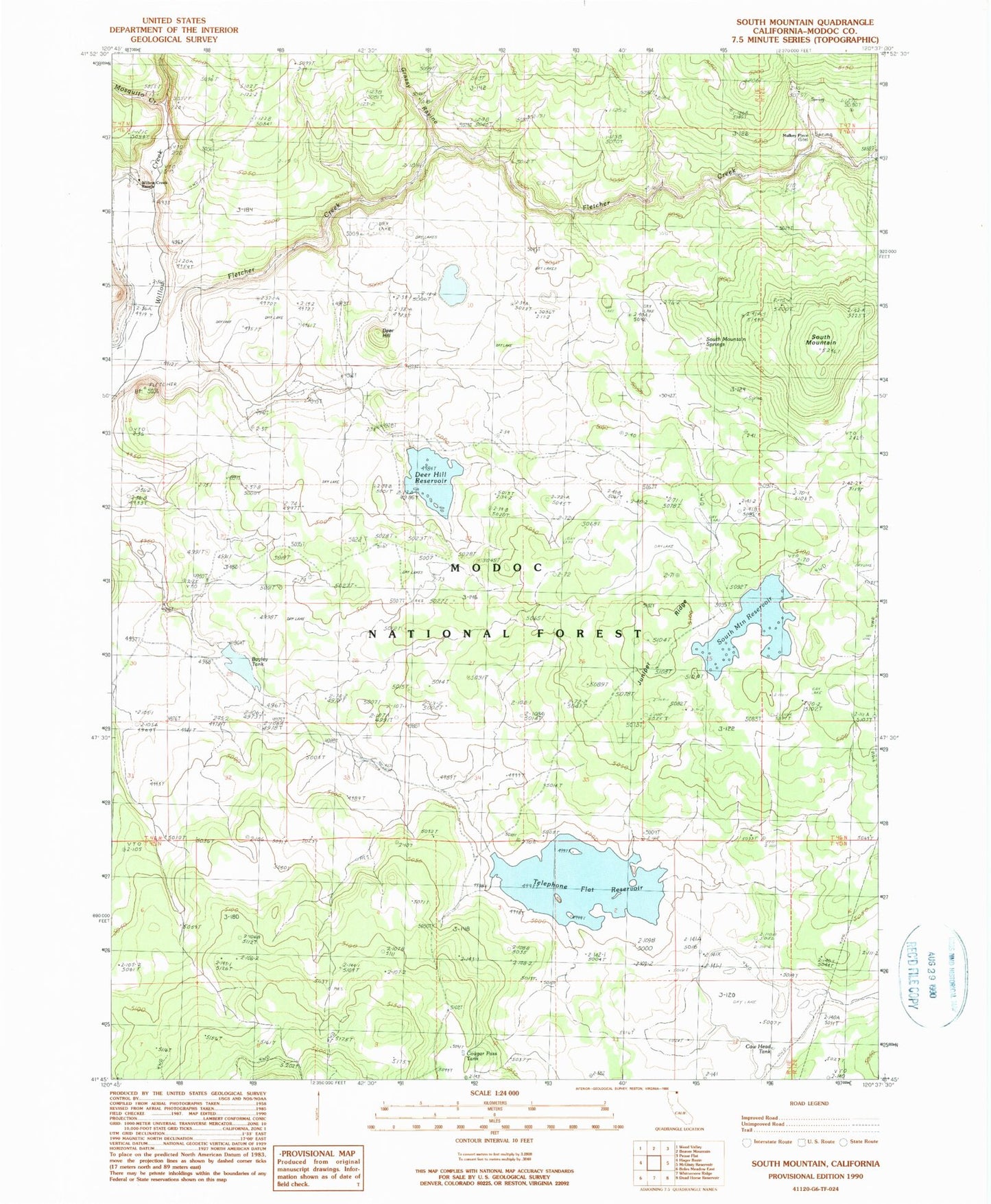 Classic USGS South Mountain California 7.5'x7.5' Topo Map Image