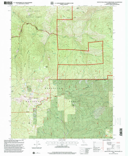 Classic USGS South Yolla Bolly Mountains California 7.5'x7.5' Topo Map Image