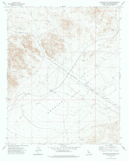 Classic USGS Spangler Hills East California 7.5'x7.5' Topo Map Image