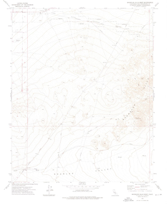 Classic USGS Spangler Hills West California 7.5'x7.5' Topo Map Image