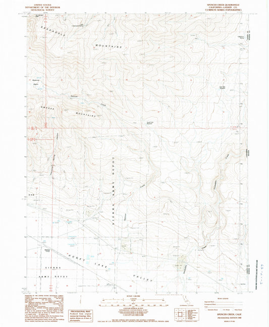 Classic USGS Spencer Creek California 7.5'x7.5' Topo Map Image