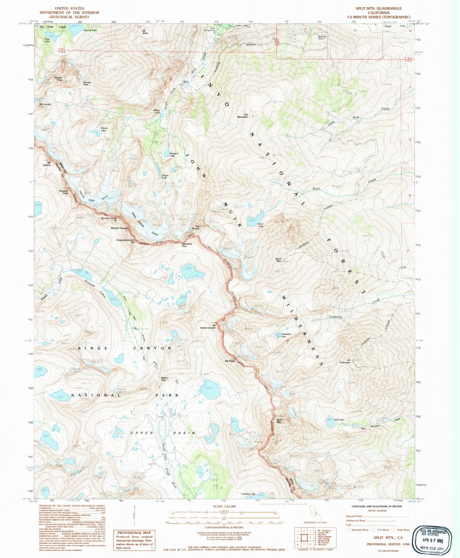 USGS Classic Split Mountain California 7.5'x7.5' Topo Map Image