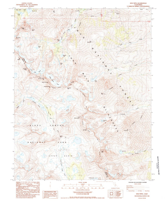 USGS Classic Split Mountain California 7.5'x7.5' Topo Map Image