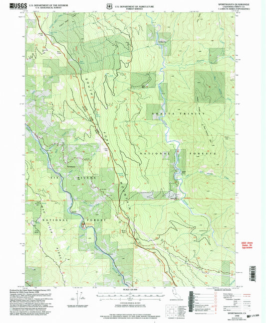 Classic USGS Sportshaven California 7.5'x7.5' Topo Map Image