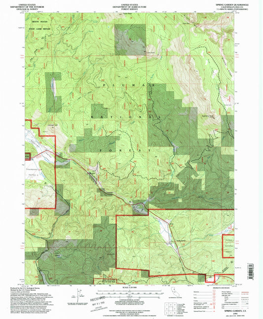 Classic USGS Spring Garden California 7.5'x7.5' Topo Map Image