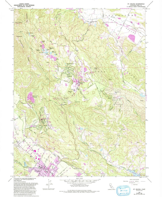 Classic USGS Saint Helena California 7.5'x7.5' Topo Map Image